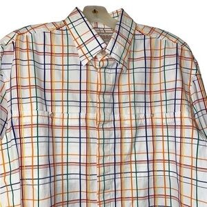 Road Apparel Vintage Men’s Colorful Plaid Shirt Button‎ Down Travel Medium
